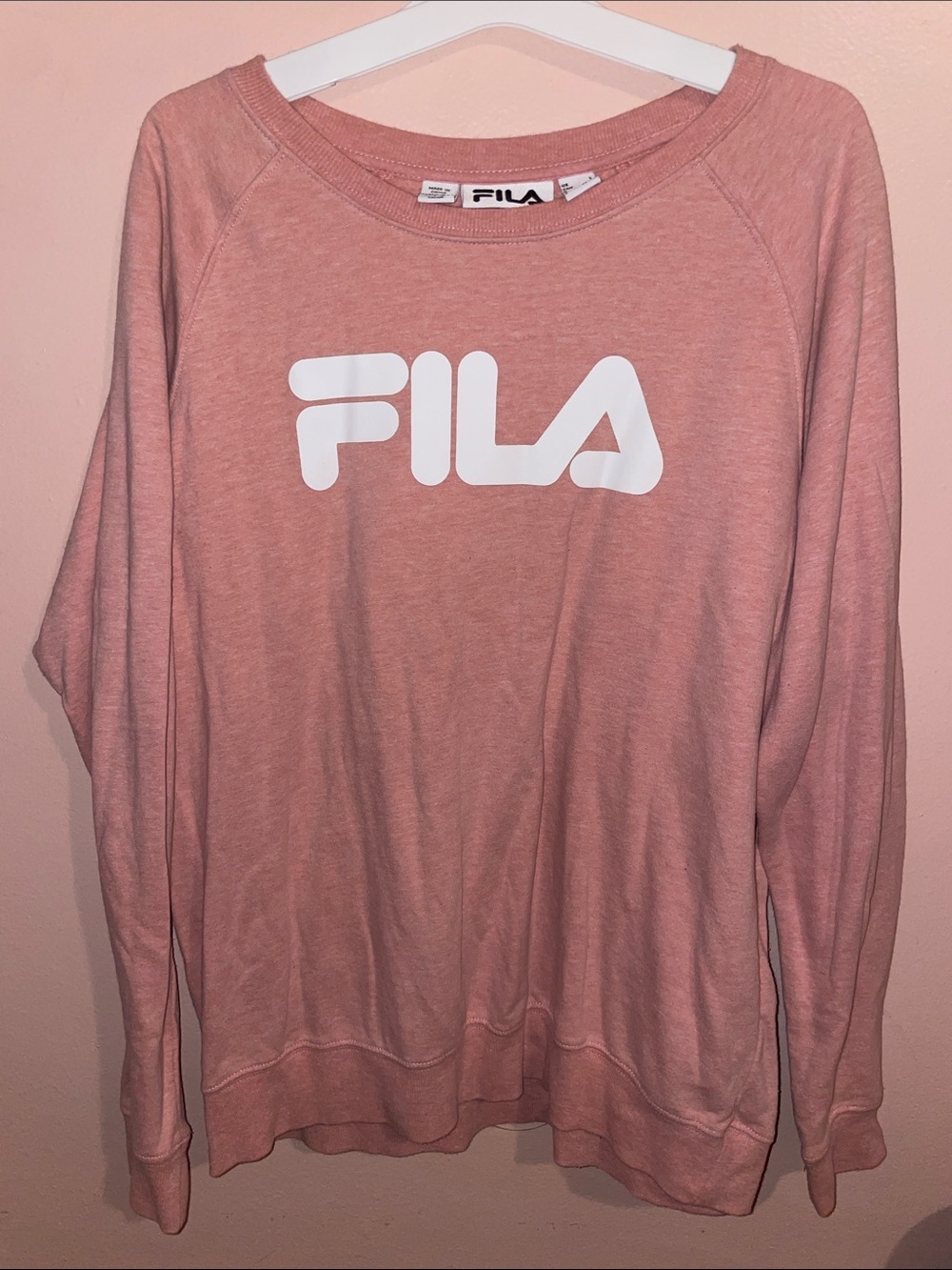 Fila Women's Dusty Rose Crewneck Sweatshirt with White Logo